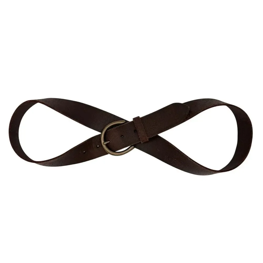 Frye Genuine Leather Belt Distressed Western Rugged Brown Large